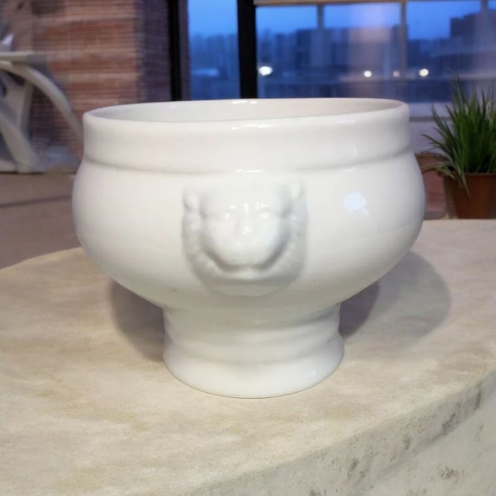 Fortessa Forte White Ceramic Tete De Lion Head Tureen Bowl Mini Cachepot Germany